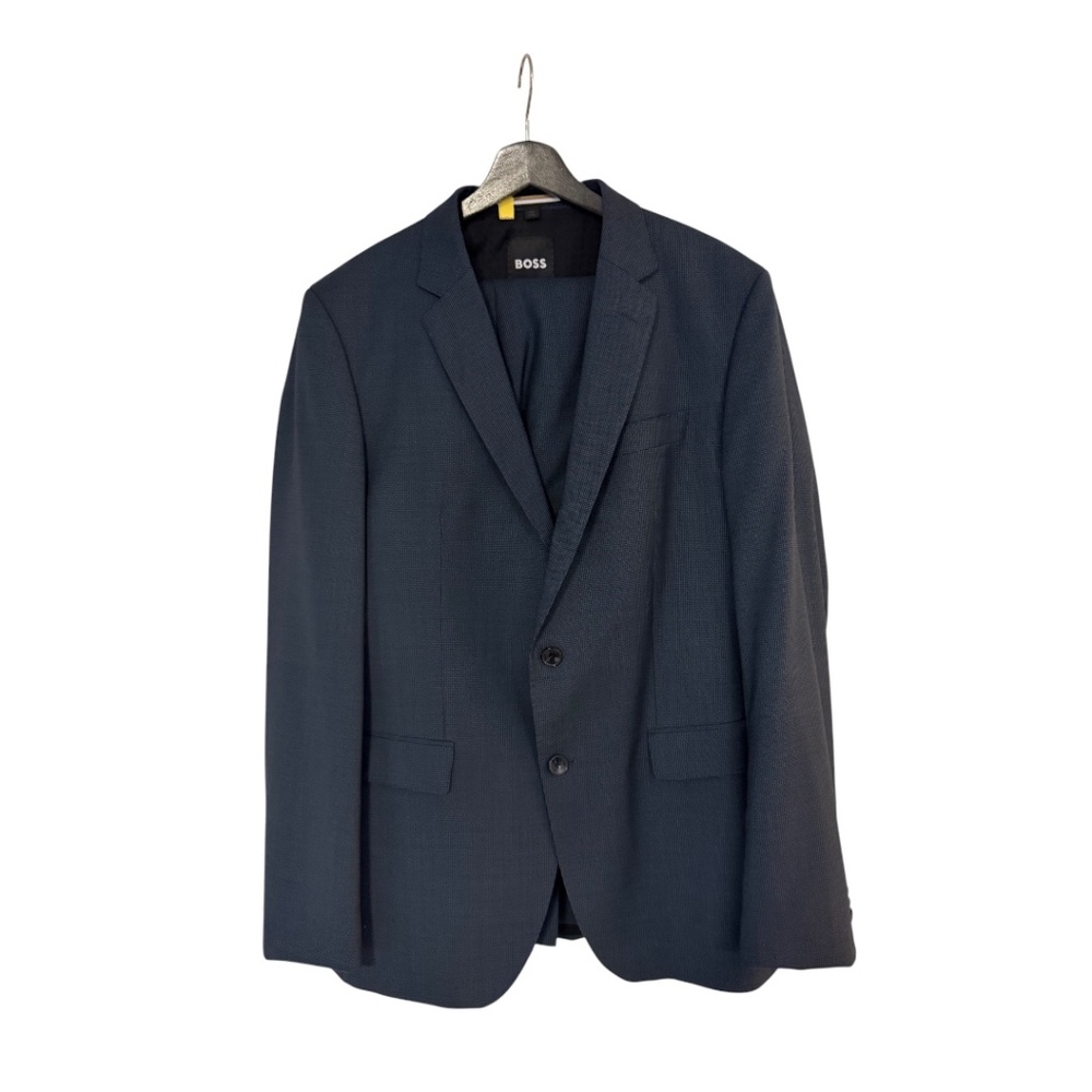 Hugo Boss Two-Piece Slim-Fit Suit in Wool-Blend Navy/Green 42L Jacket 34/34 Pant